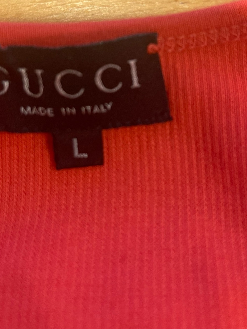 Gucci Ribbed halter tank top in lava orange
